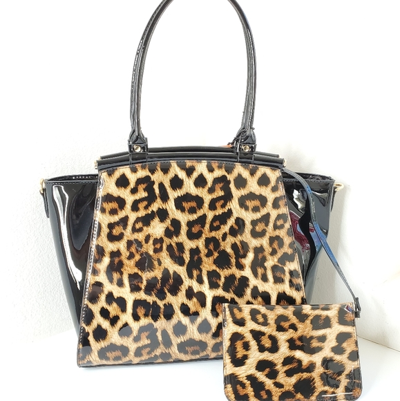 Handbags - Animal Print Patent Leather Satchel Bag